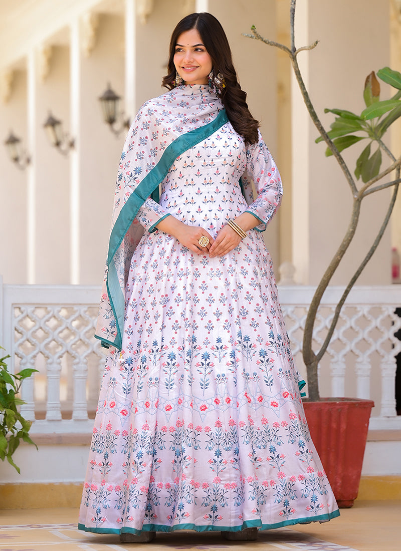 Lavender Multi-colored Digital Printed Gown