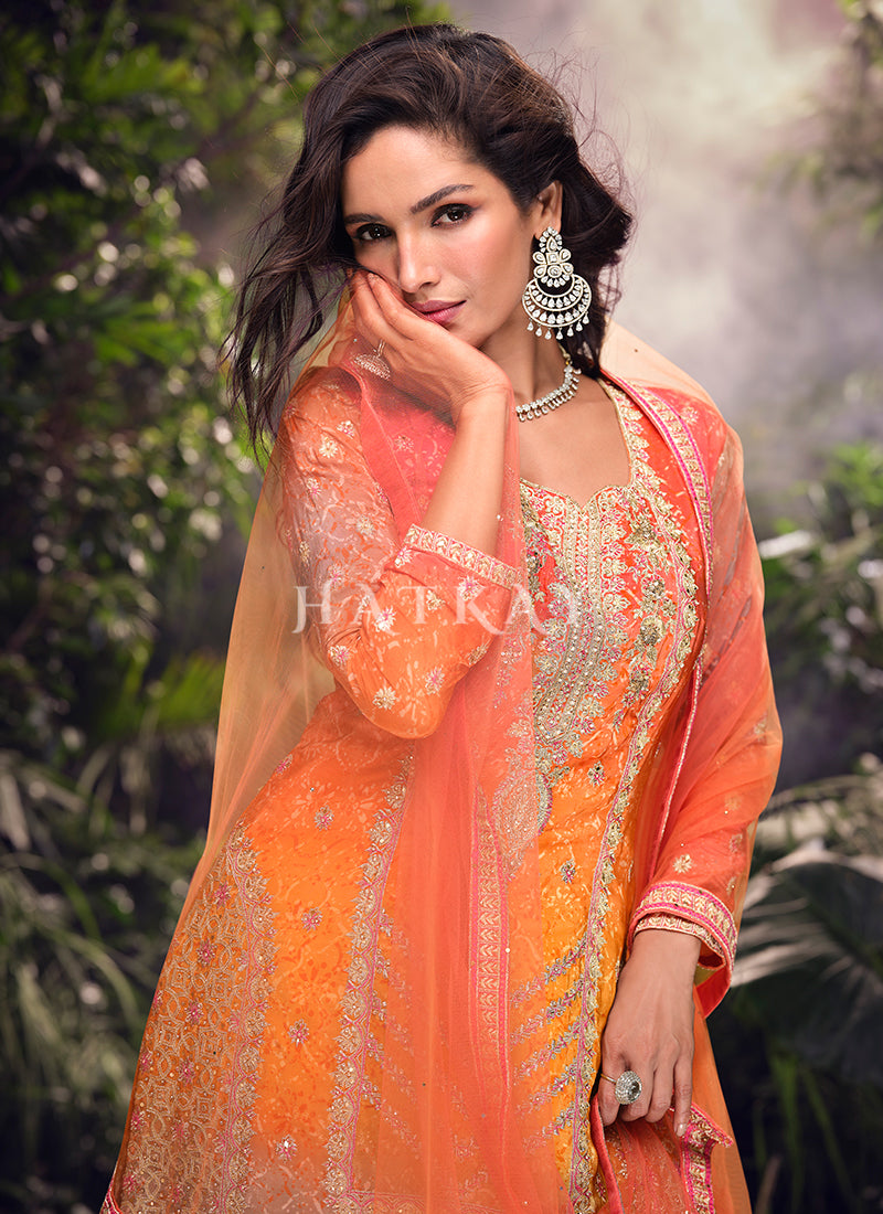 Orange Sharara Suit