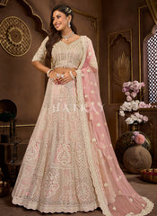 Peach Embroidered Wedding Lehenga Choli