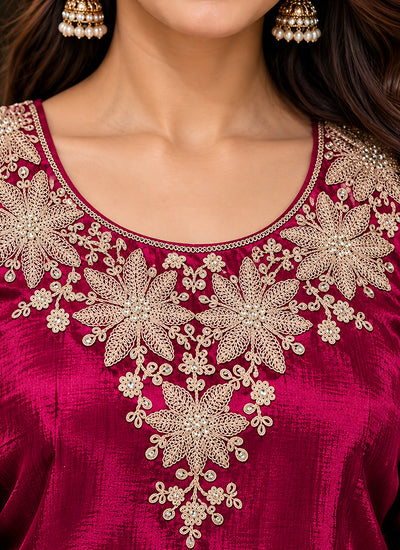 Shop Magenta Festive Lehenga Kurti Set In UK