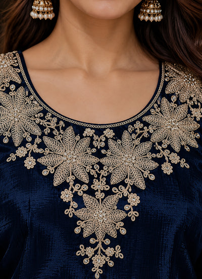 Buy Navy Blue Lehenga Kurti Set In Canada