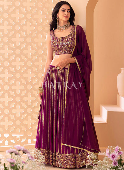 Magenta Pink Sequins Embroidery Lehenga Choli