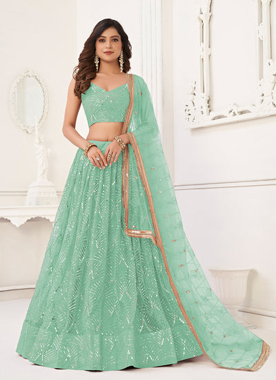 Mint Green Traditional Wedding Lehenga Choli