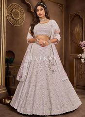 Lilac Purple Embroidered Wedding Lehenga Choli