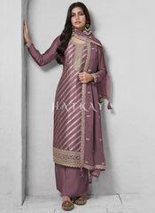 Dusty Rose Embroidered Palazzo Style Suit