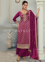Deep Wine Embroidered Palazzo Suit