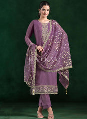 Purple Embroidery Salwar Kameez Suit