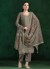 Olive Green Embroidery Salwar Kameez Suit