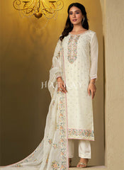 Off White Multi Embroidery Pakistani Pant Style Suit