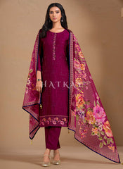 Magenta Pink Floral Embroidery Salwar Kameez