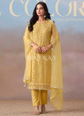 Yellow Embroidery Pant Style Suit