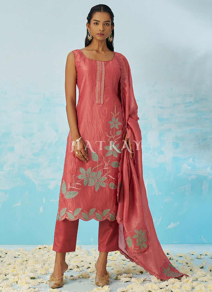 Salmon Pink Embroidery Salwar Kameez Suit