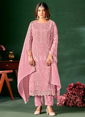 Light Pink Embroidered Pant Style Suit