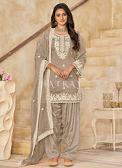 Light Grey Embroidered Salwar Suit