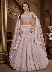 Lavender Embroidered Wedding Lehenga Choli