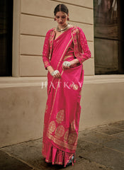 Magenta Handloom Woven Silk Saree