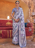Violet Zari Brocade Detailed Silk Saree