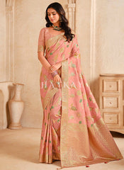 Pastel Peach Traditional Silk Saree