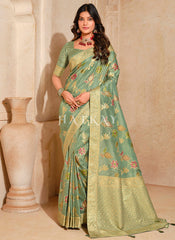 Sage Green Traditional Silk Saree
