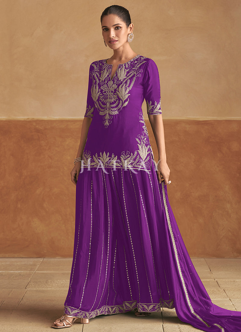 sharara dress with short kurti Embroidered Short Kurti and Sharara XL