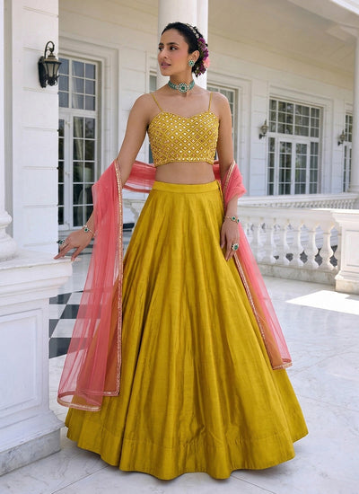 Yellow Embroidery Party Wear Lehenga Choli