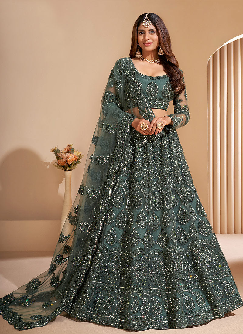 Gown Emerald Green Wedding Lehenga Emerald Green And Gold Lehenga Custom Indian Bridal Wear Gown Emerald Green Wedding Lehenga Emerald Green And Gold Lehenga Custom Indian Bridal Wear