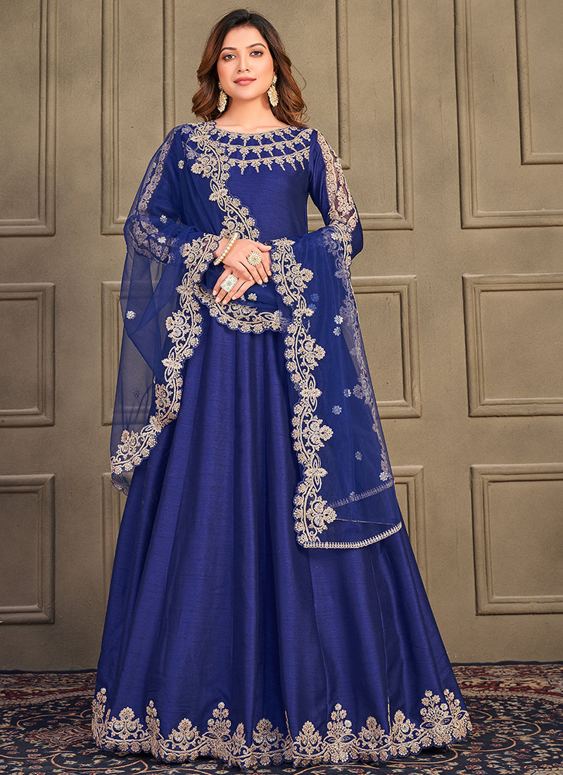 Buy Royal Blue Designer Embroidery Wedding Anarkali Suit Online | Hatkay Buy Royal Blue Designer Embroidery Wedding Anarkali Suit Online | Hatkay