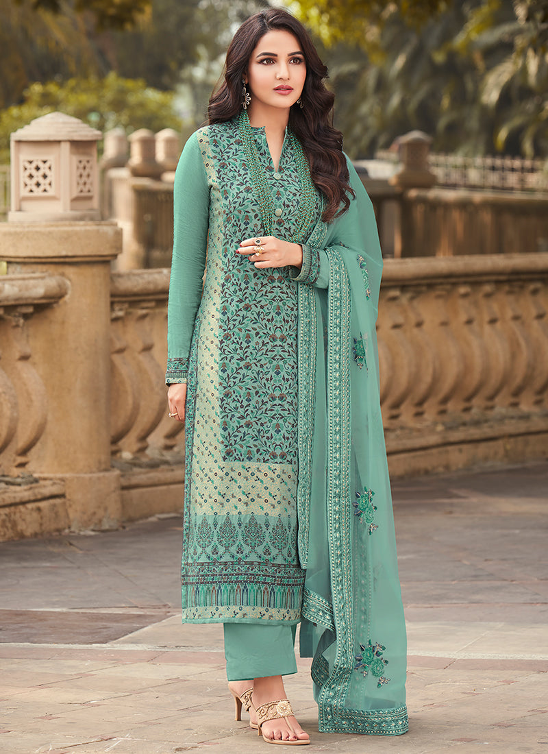 Buy Pakistani Pant Suit Blue Golden Embroidery Pakistani Pant Style