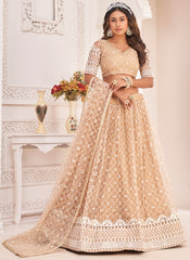 Beige Embroidered Traditional Wedding Lehenga Choli