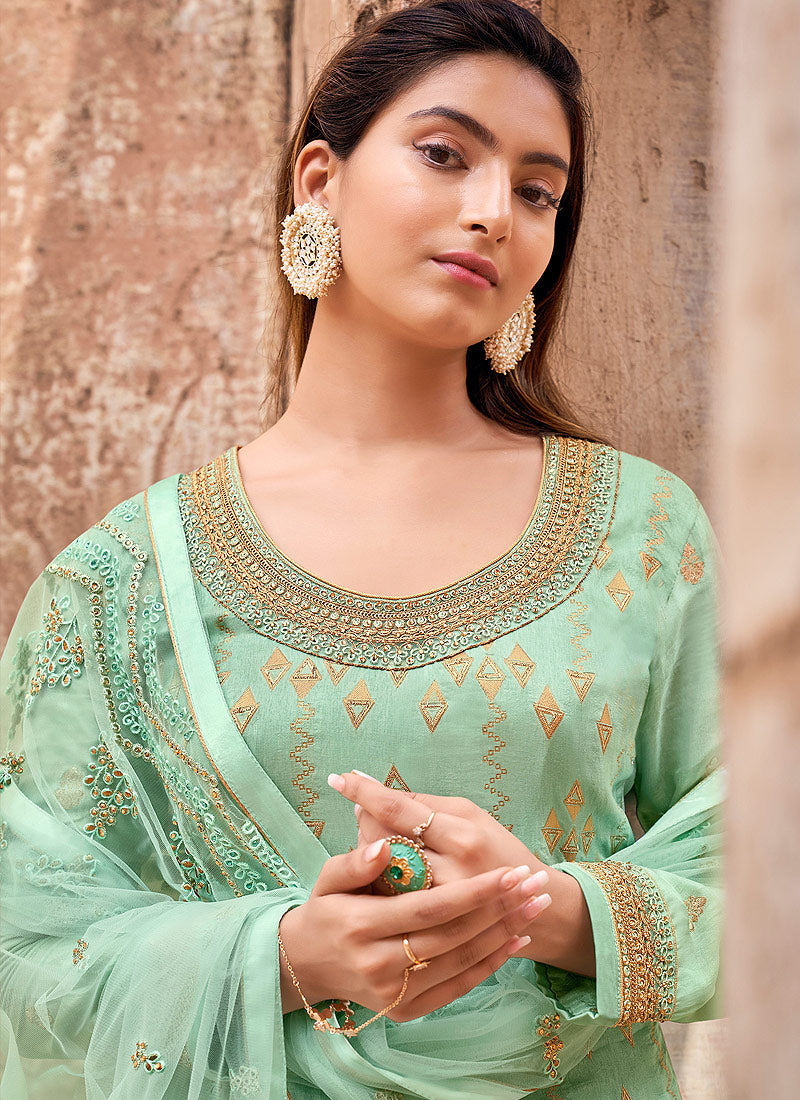 Sea Green Wedding Palazzo Suit In USA