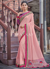 Pink And Purple Traditional Silk Saree