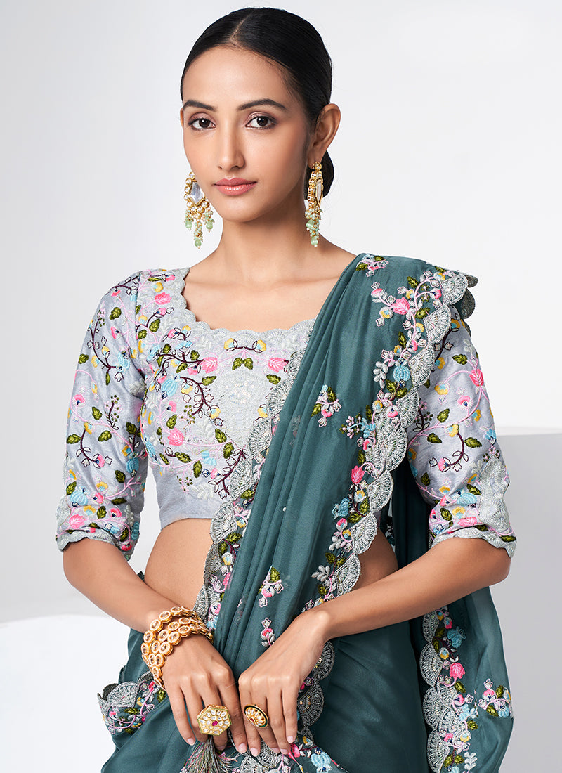 Buy Organza Silk Saree