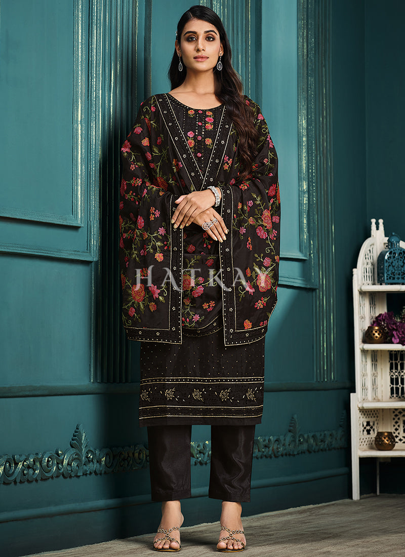 Latest Pakistani Dresses Buy Black Multi Embroidered Pakistani Pant