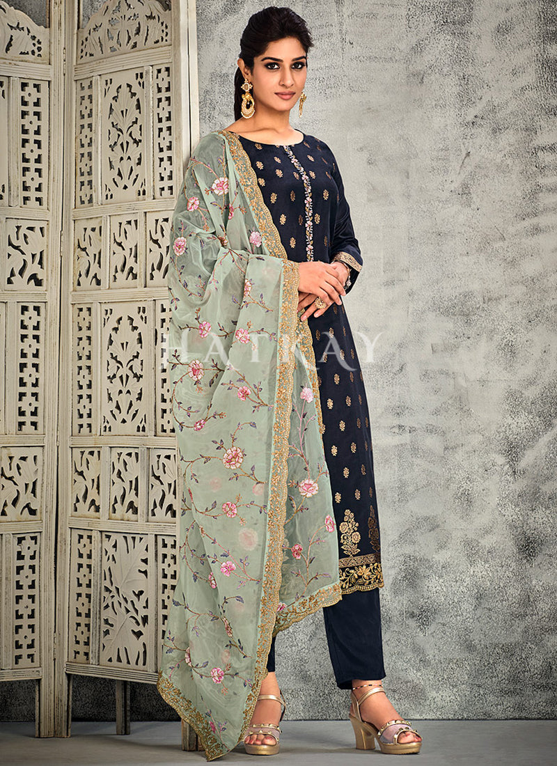 Pakistani Outfit 2023 Shop Navy Blue Pakistani Pant Style Salwar Suit