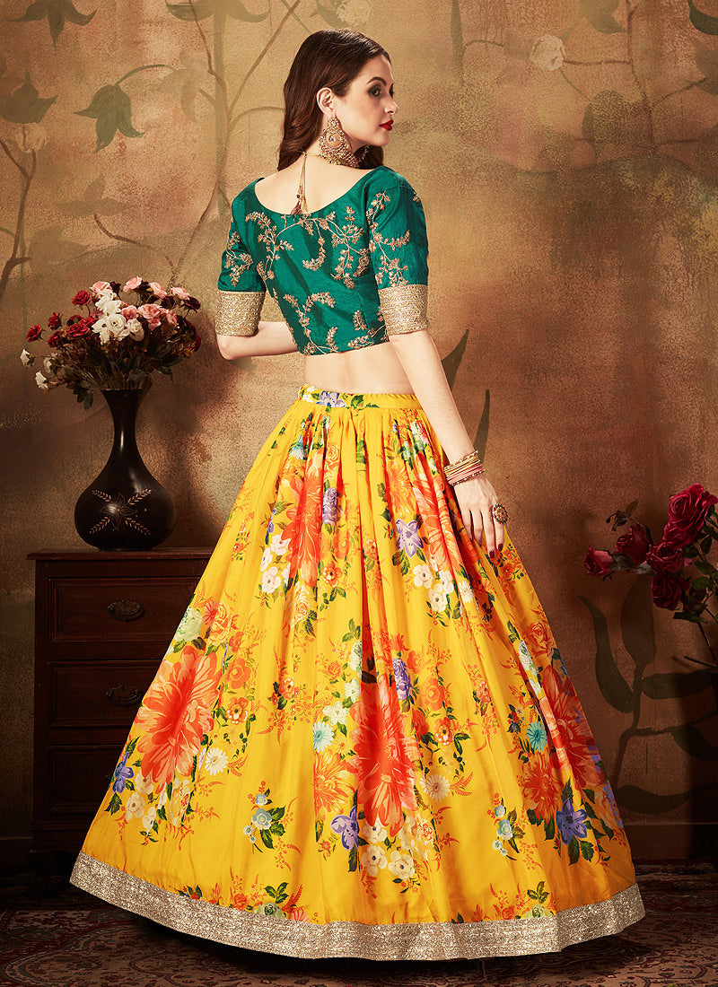 Yellow And Green Lehenga Choli