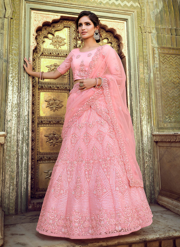 Pink Sequence And Dori Embellished Designer Lehenga Choli