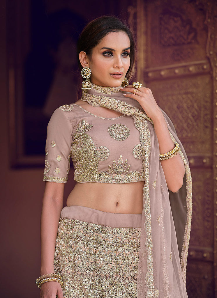 Mauve Golden Lehenga Choli