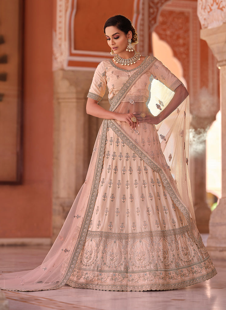 Baby Pink Traditional Embroidered Lehenga Choli
