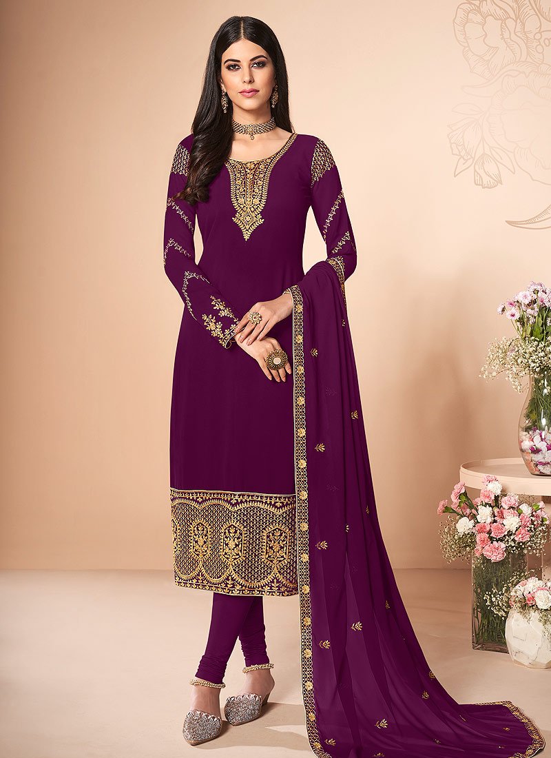 Embroidered Churidar Suit