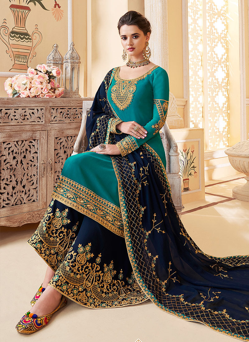 Embroidered Palazzo Suit