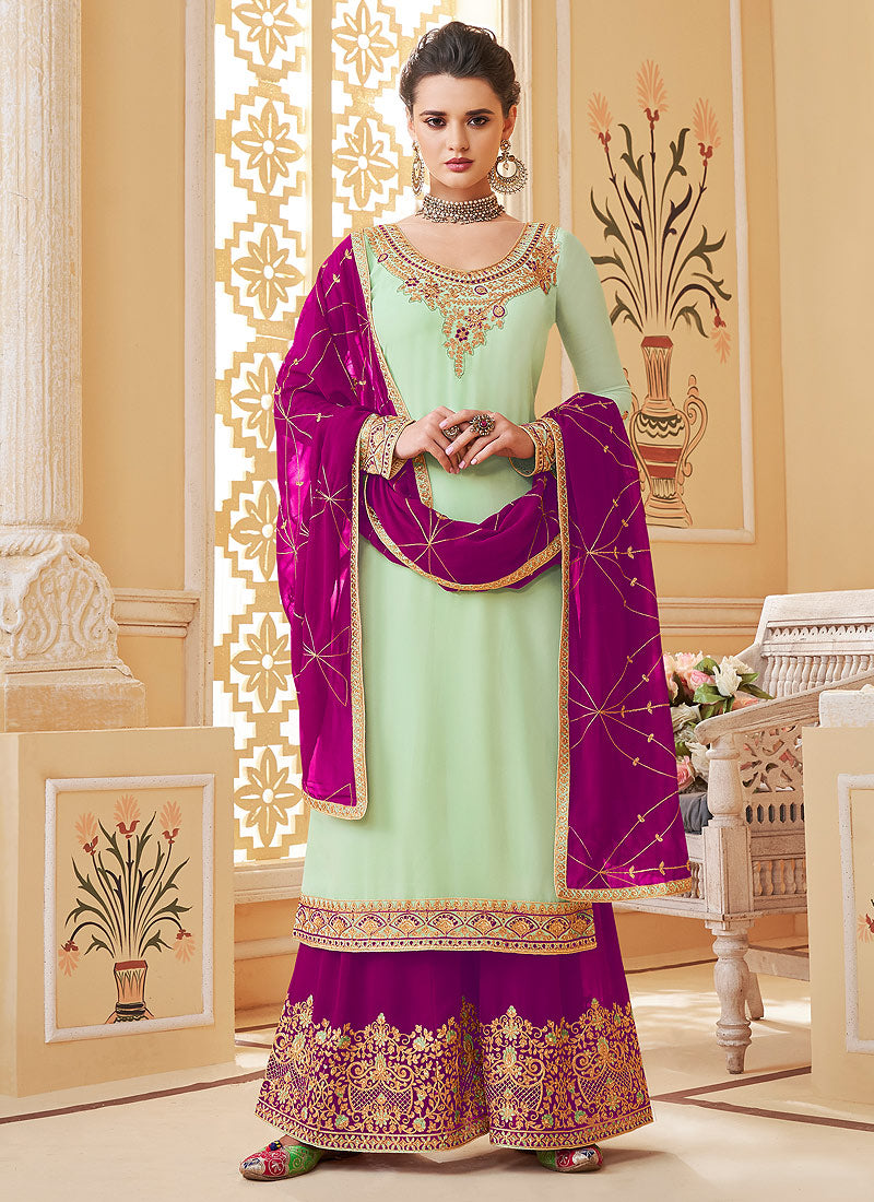 Embroidered Palazzo Suit