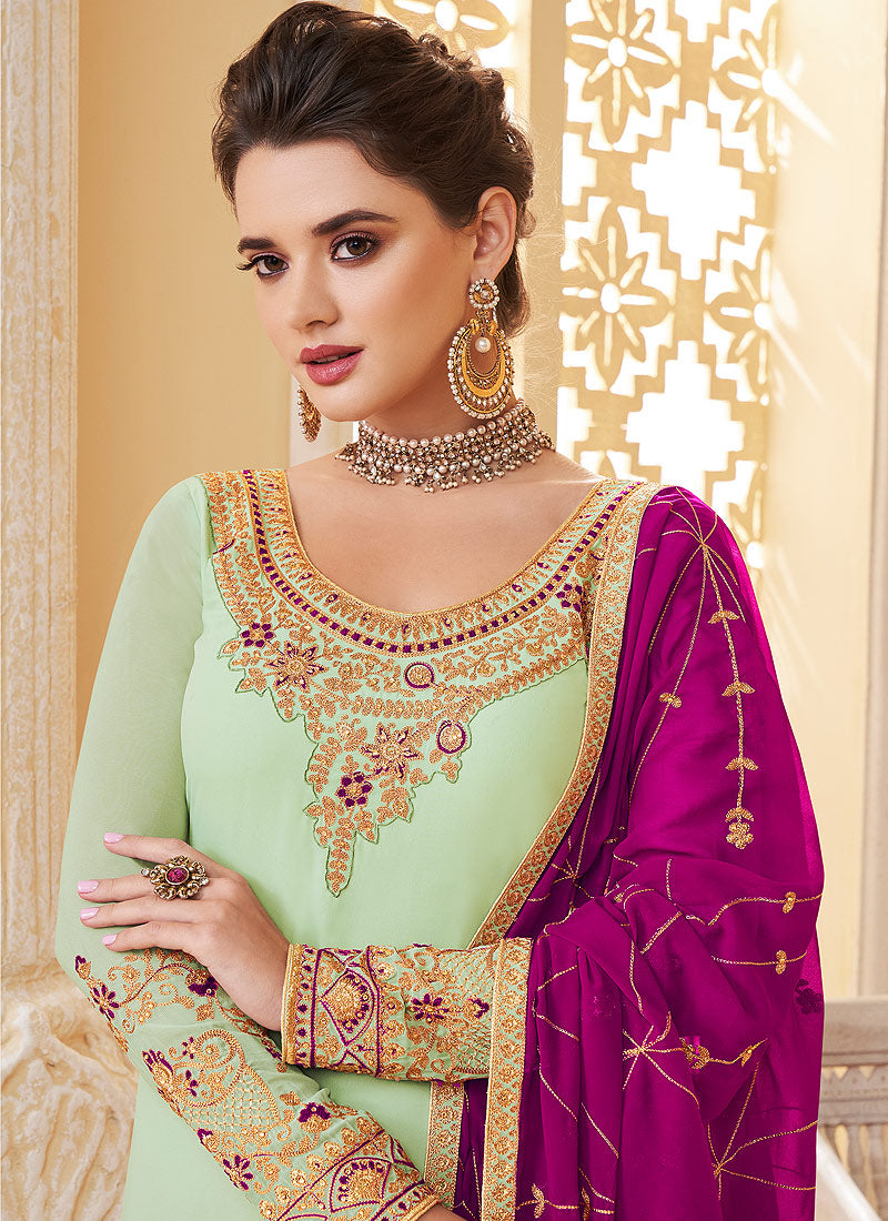 Embroidered Palazzo Suit