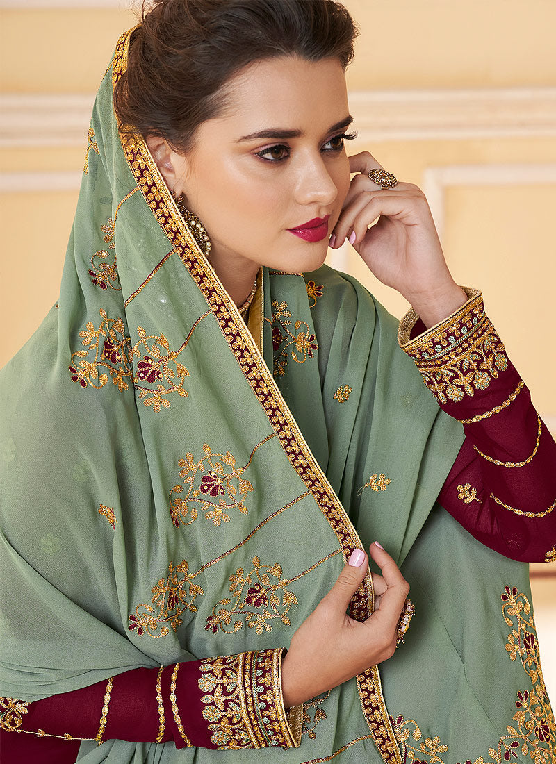 Embroidered Palazzo Suit