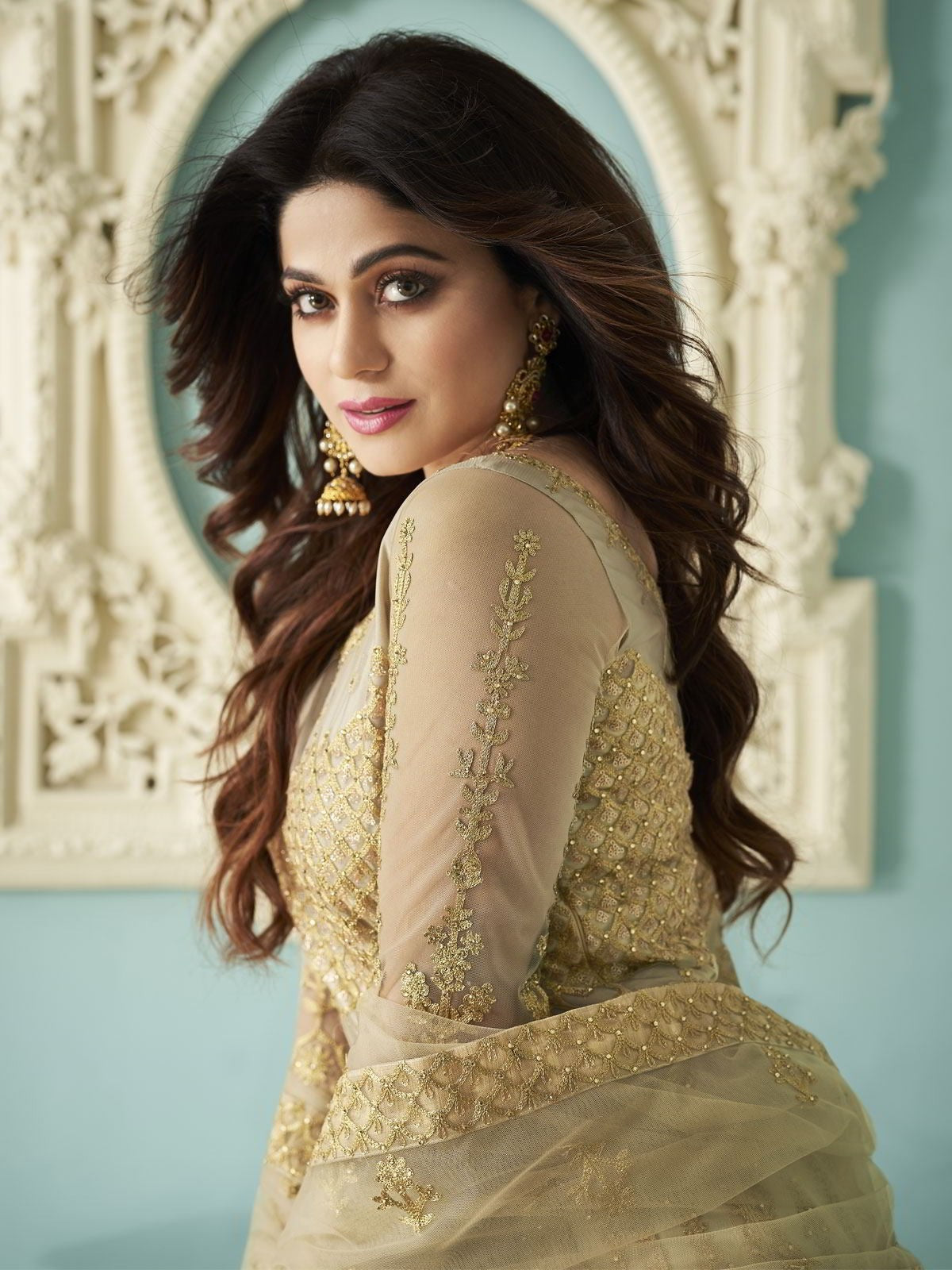 Golden Indo Western Wedding Lehenga