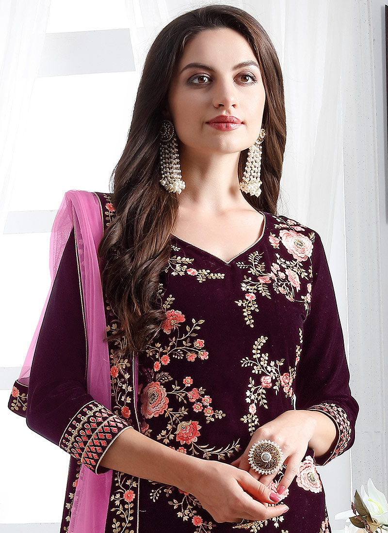 Embroidered Designer Pant Suit