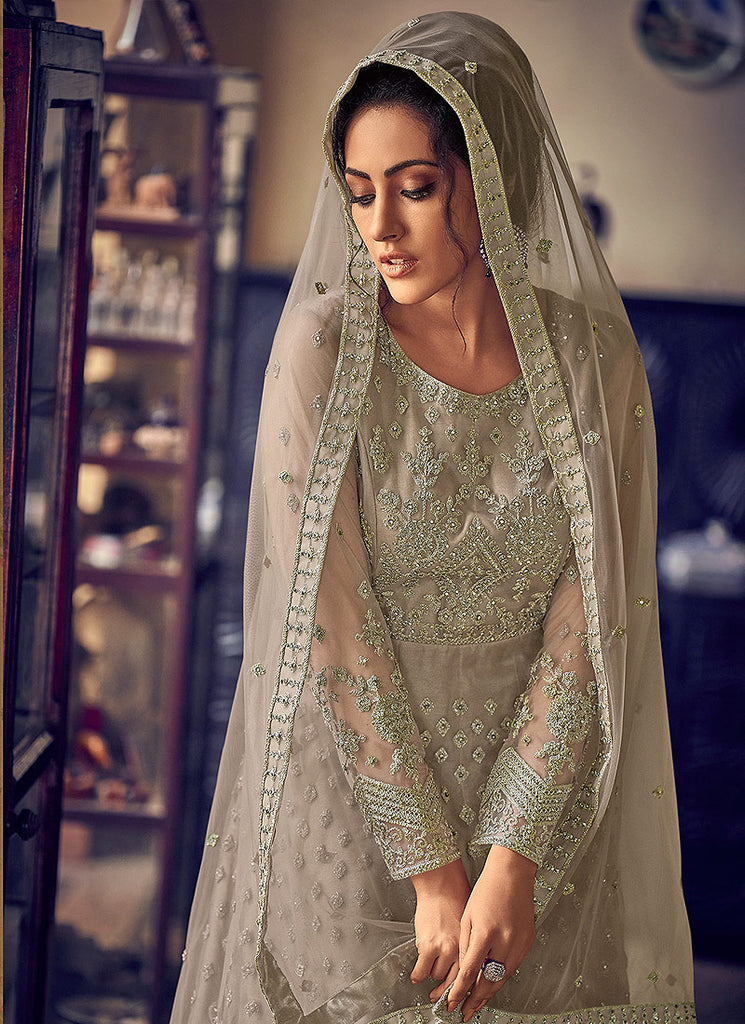 Golden Beige Anarkali Suit