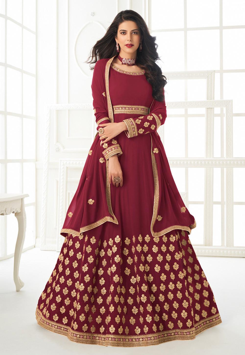 Maroon Anarkali Suit In usa uk canada