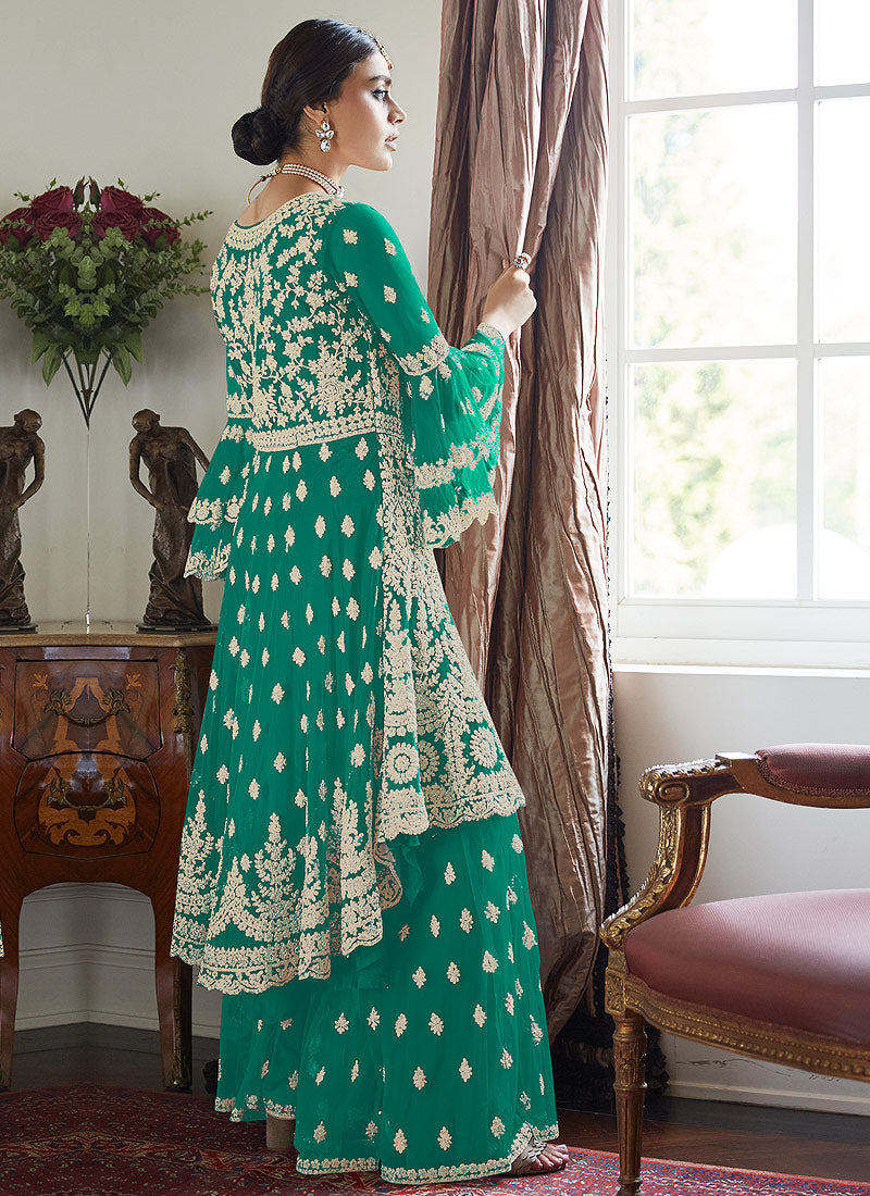 Green Designer Sharara Suit In usa