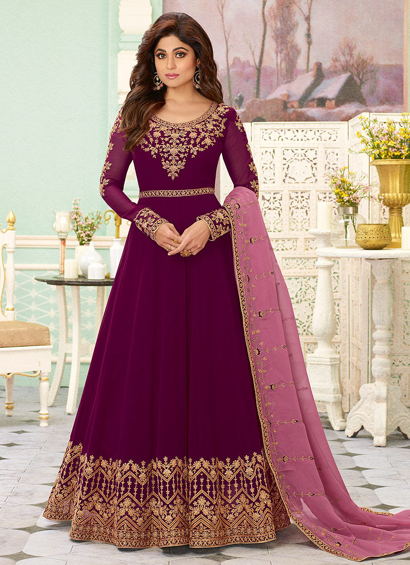 Maroon Designer Anarkali Suit