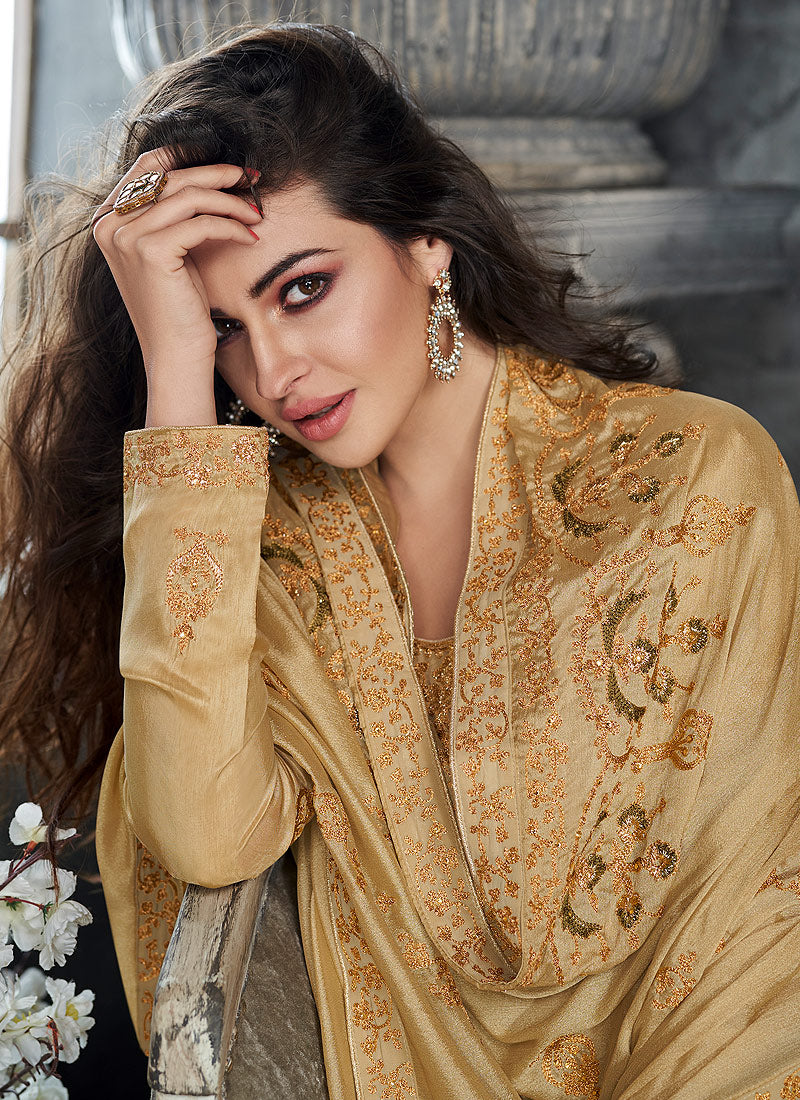 Beige Golden Palazzo Suit In usa uk canada